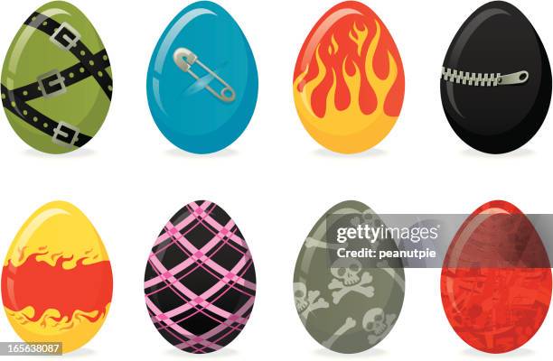 punk easter eggs - dirty easter stock illustrations