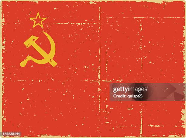 illustrazioni stock, clip art, cartoni animati e icone di tendenza di bandiera della seconda guerra mondiale russo - falce e martello