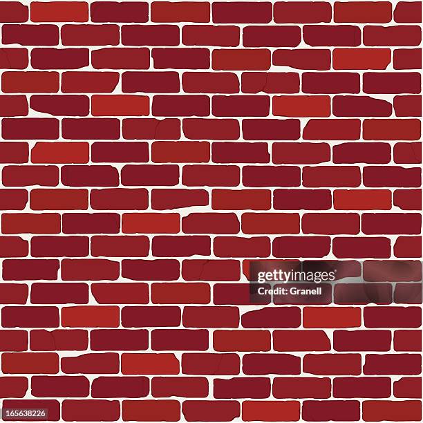 vintage brick wall (seamless) - brick red stock illustrations
