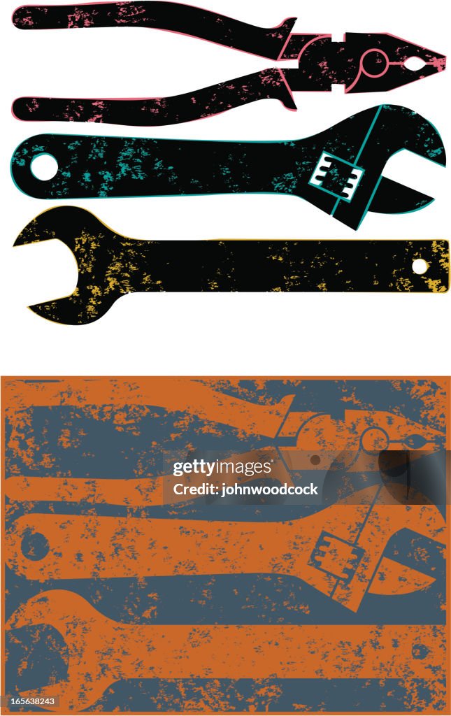 Three Tools Image Grunge Big Tools High-Res Vector Graphic - Getty Images