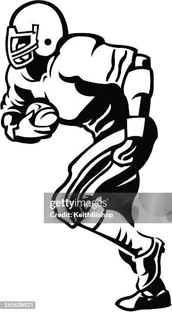 footballspieler-running back mit ball - fullback american football stock-grafiken, -clipart, -cartoons und -symbole