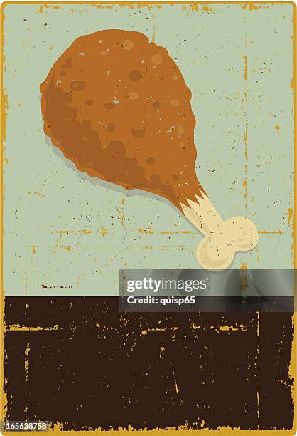 chicken leg - fried chicken stock illustrations