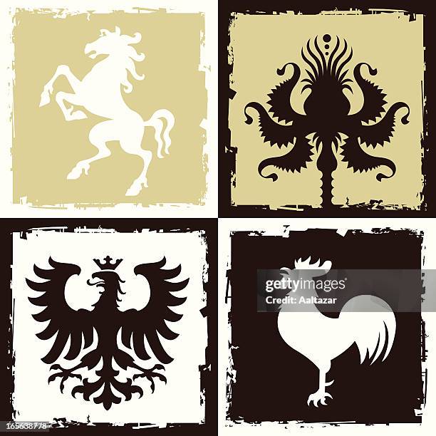 heraldic grunge - chicken hawk stock illustrations