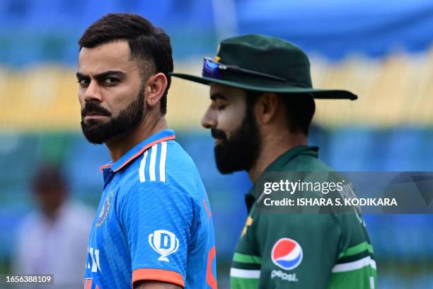 India's Virat Kohli looks on before the start of the Asia Cup 2023 super four one-day international cricket match between India and Pakistan at the...