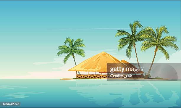 tropische insel - hitzefrei stock-grafiken, -clipart, -cartoons und -symbole