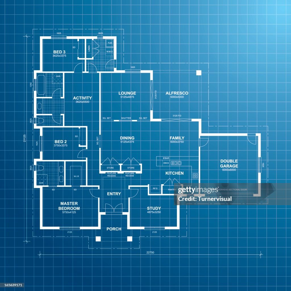 House Plan Blueprint High-Res Vector Graphic - Getty Images