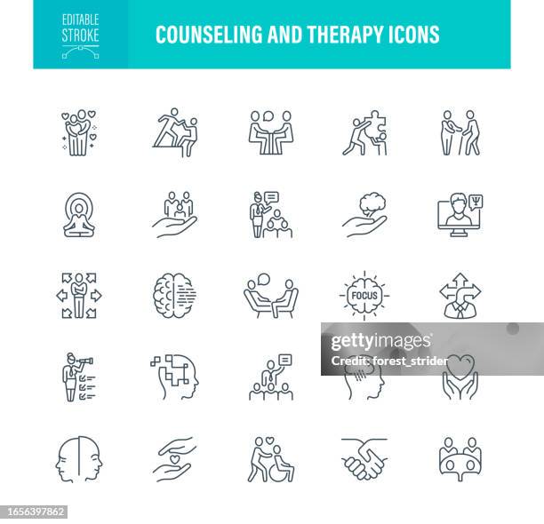 counselling and therapy icons editable stroke - world mental health day stock illustrations