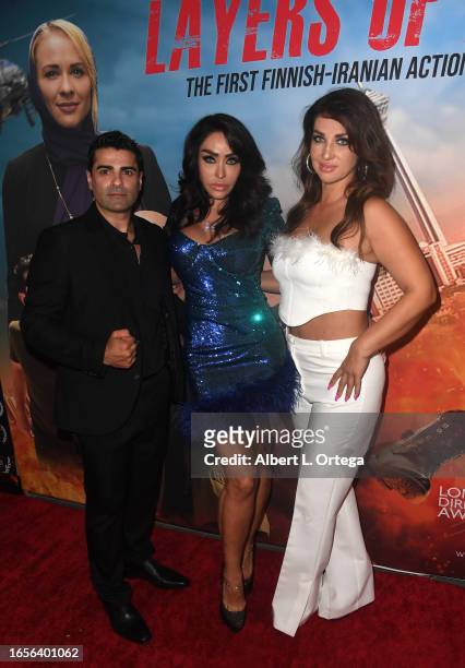 Ramin Sohrab, Dr. Fia Johansson and Nina Asadi attend the Los Angeles Premiere Of Iranian-Finnish Action Movie "Layer Of Lies" held at Laemmle Town...