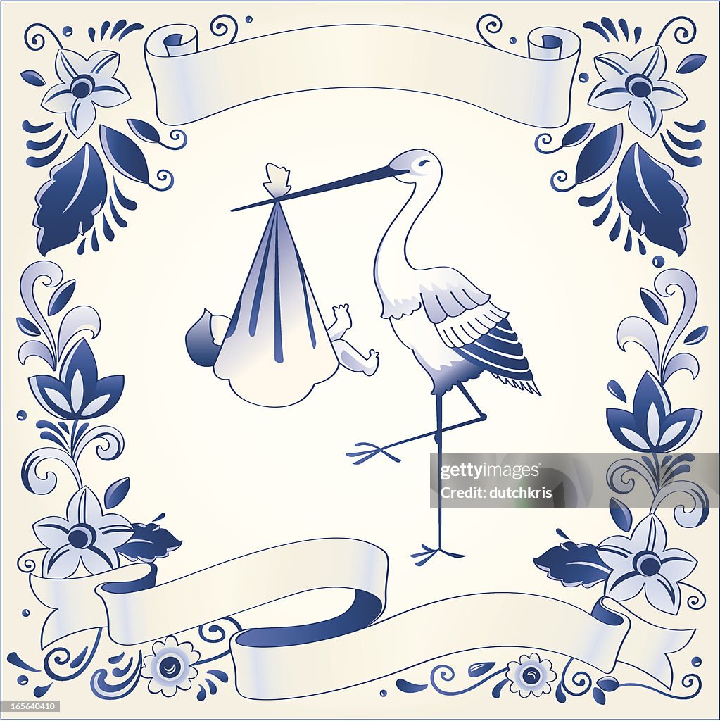 Antique Dutch Delft Blue banner template