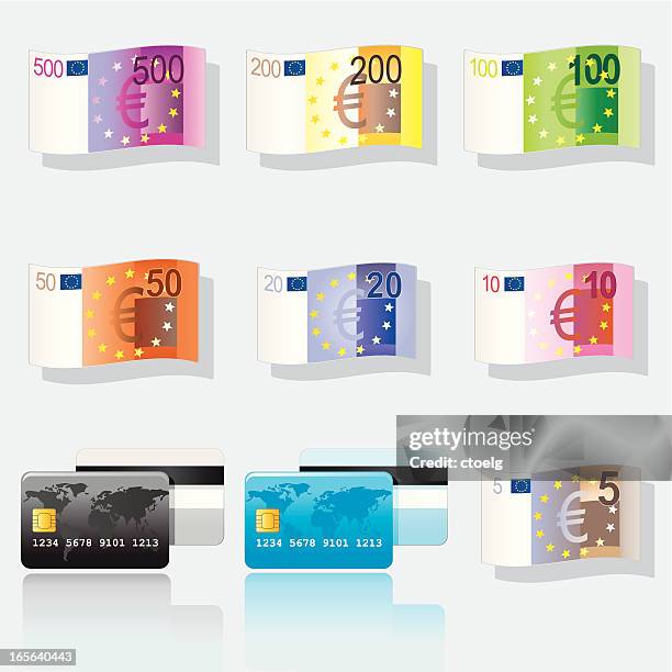 banknoten ウント kreditkarten - 100ユーロ紙幣点のイラスト素材／クリップアート素材／マンガ素材／アイコン素材