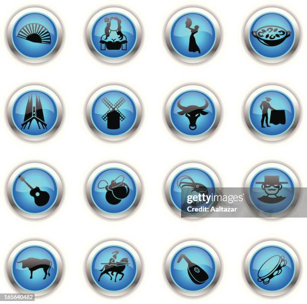 blue icons - spain - bullfighter stock illustrations