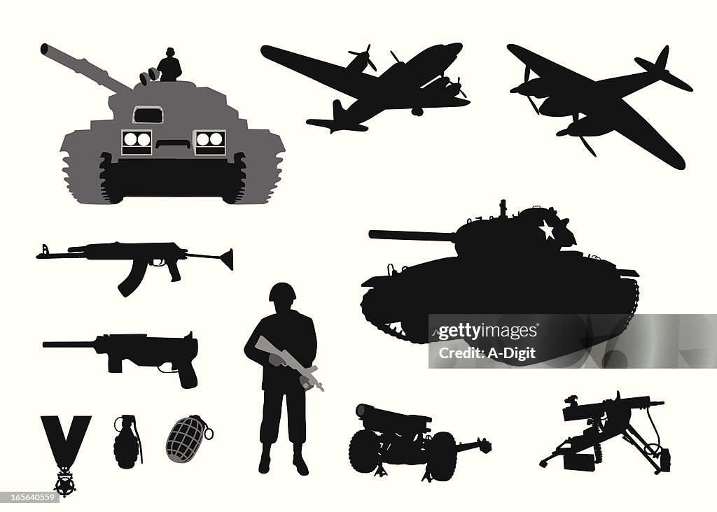 Military WWII Vector Silhouette