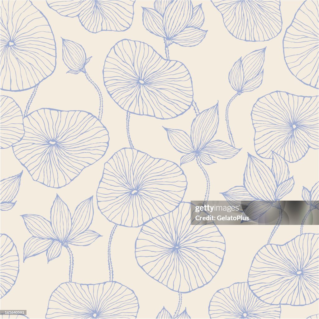 Seamless Pattern—Blue Lotus