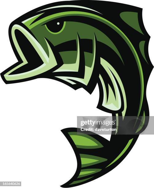 bass fish jumping ii - fish jumping stock illustrations