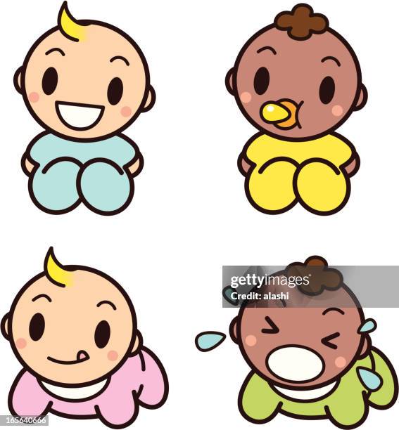 niedliche babys - gesicht lachen weinen stock-grafiken, -clipart, -cartoons und -symbole