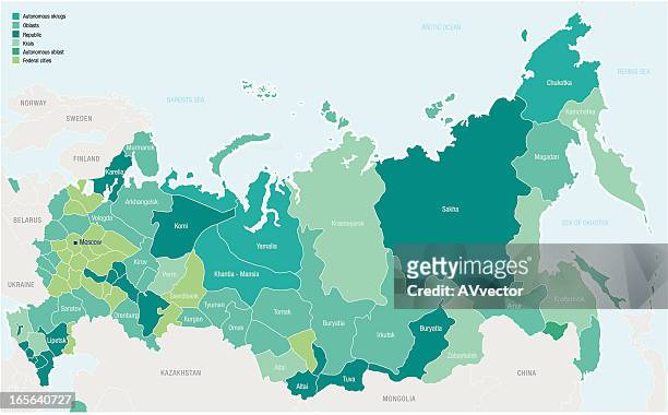 stockillustraties, clipart, cartoons en iconen met russia - rusland kaart