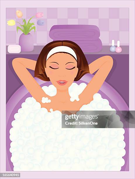 relaxing bath - bubble bath stock illustrations