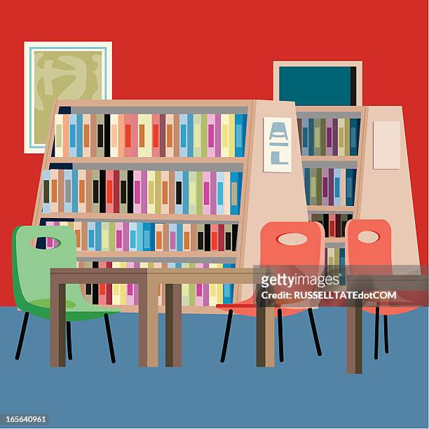 stockillustraties, clipart, cartoons en iconen met library - boekenplank