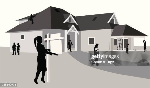 for sale vector silhouette - property ladder stock illustrations