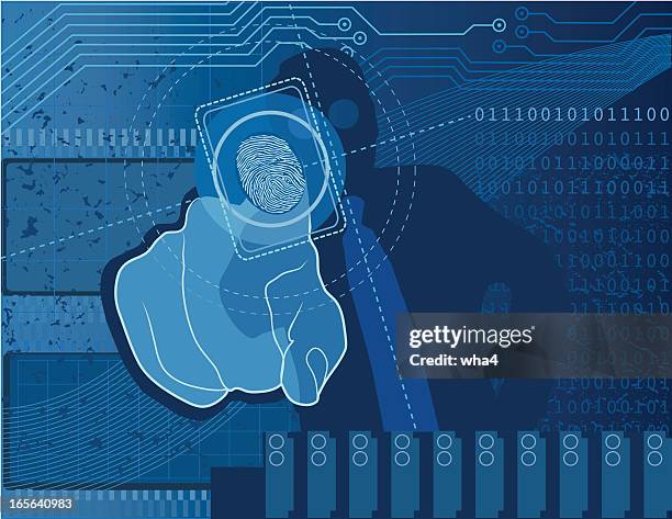 ilustrações, clipart, desenhos animados e ícones de digital de segurança - security scanner