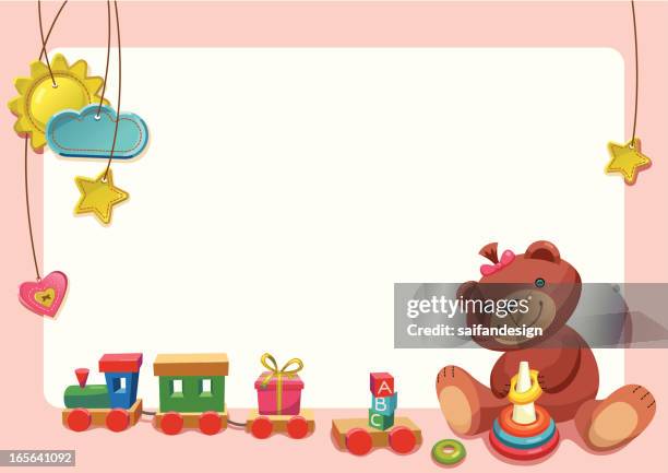 teddy girl playing with toys. - babies only stock illustrations