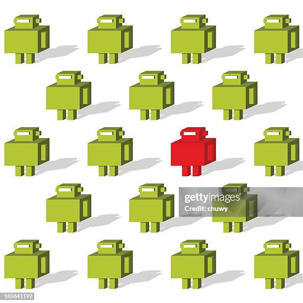 individuality - robot toy white background stock illustrations