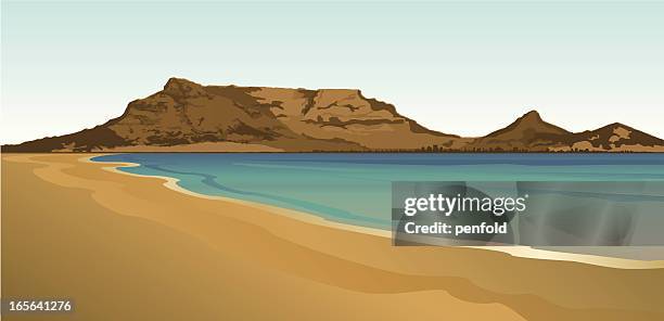 stockillustraties, clipart, cartoons en iconen met table mountain south africa - kaapstad