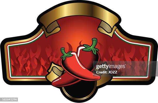small hot label - hot sauce stock illustrations