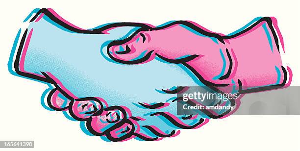 shaking hands - off set - printing machine stock illustrations