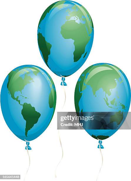 fragile earth balloons three different views - vulnerability stock illustrations