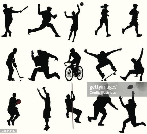 action sports silhouettes - baseball player stock illustrations