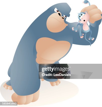Gorilla catching a little monkey Gorilla catching a little monkey