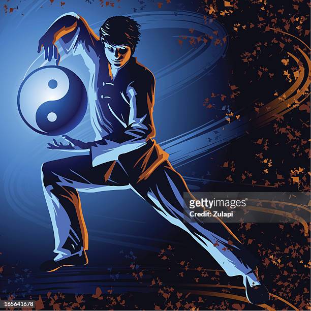 illustrations, cliparts, dessins animés et icônes de tai chi - kung fu