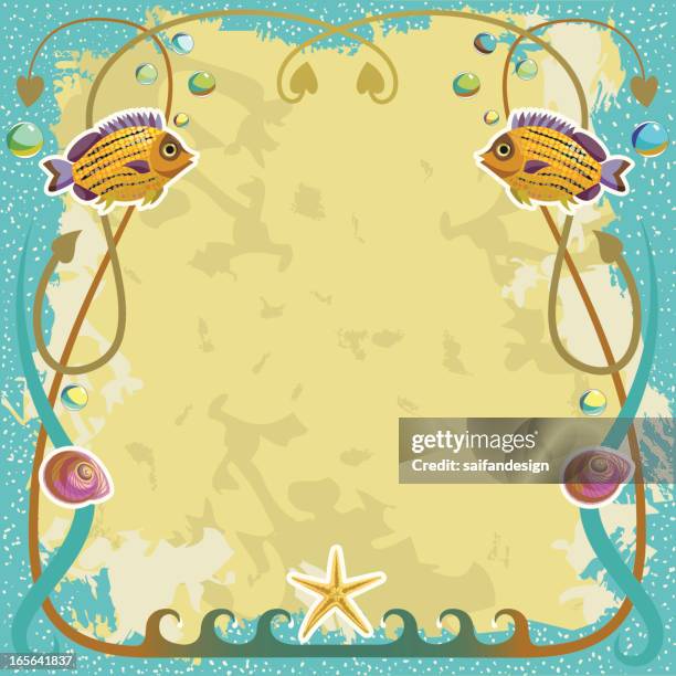 aqua frame - abalone shell stock illustrations