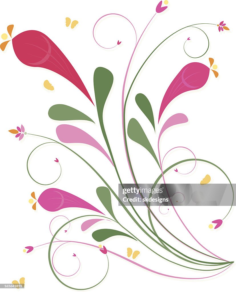 Floral Leaf Scrolls And Swirls Design Element Spring Colors High-Res ...