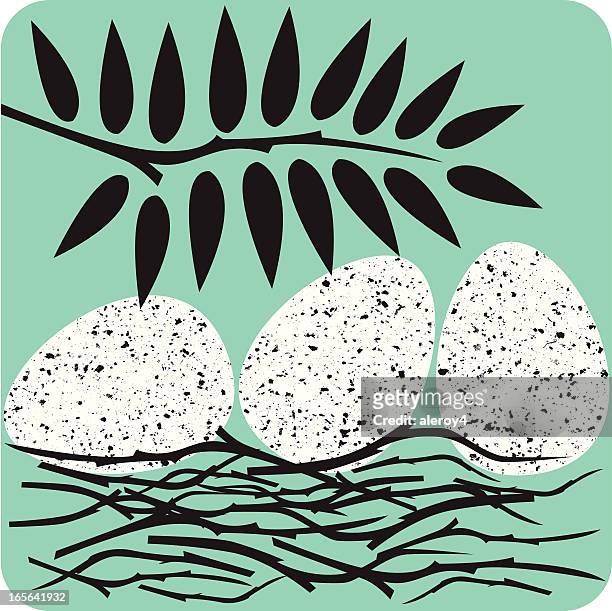 speckled eggs - birds nest stock illustrations