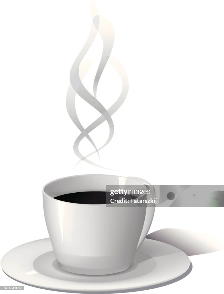 A cup of coffee and white background