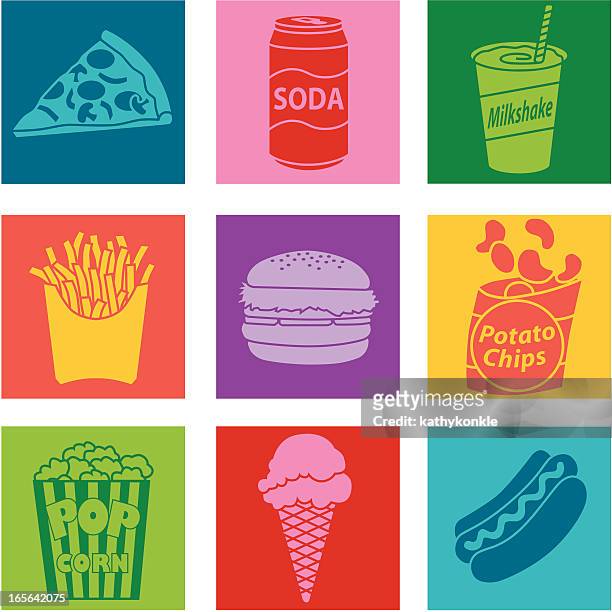 illustrazioni stock, clip art, cartoni animati e icone di tendenza di junk cibo - frappè