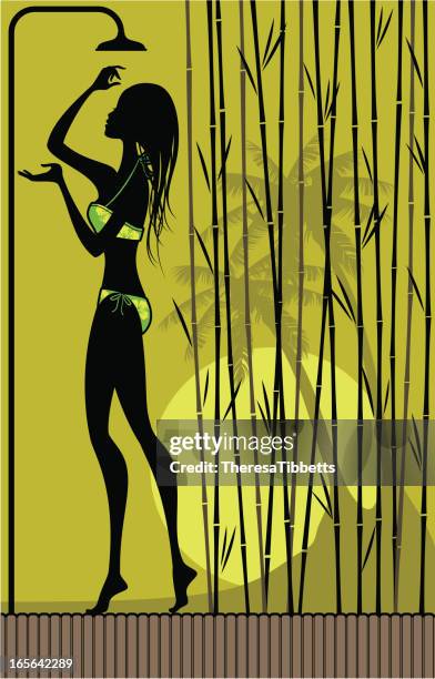 tropical shower - beach clean stock illustrations