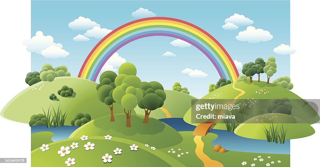 Landschaft mit Regenbogen