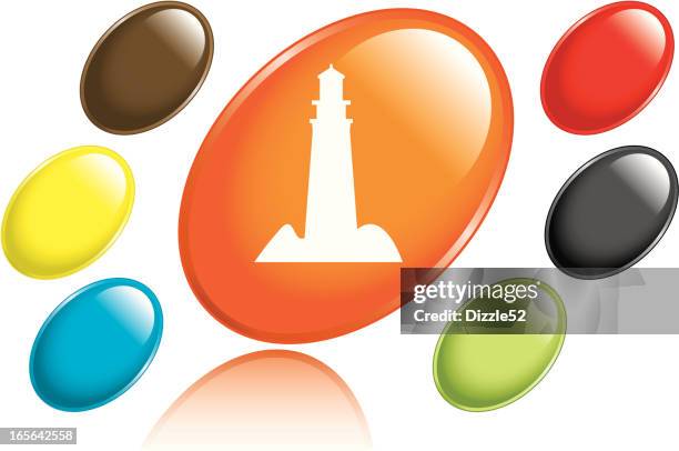 lighthouse icon - red lighthouse stock illustrations