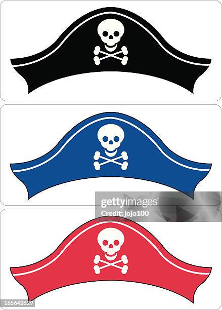 pirate hat in three colours - pirate hat stock illustrations