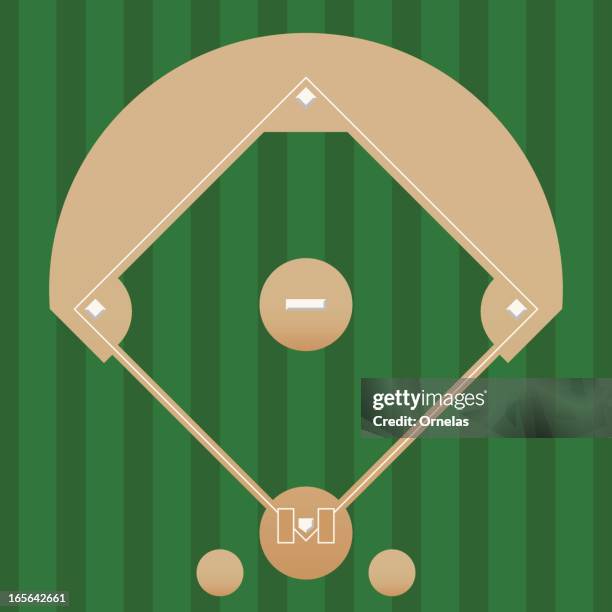 baseball diamond with grass stripes - baseball background clip art stock illustrations