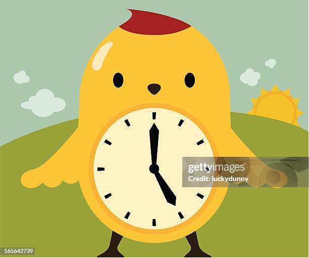 ilustraciones, imágenes clip art, dibujos animados e iconos de stock de early bird/el tiempo vuela/resorte adelante - spring forward