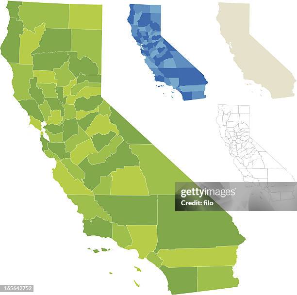 ilustraciones, imágenes clip art, dibujos animados e iconos de stock de mapa del condado de california - zona urbana