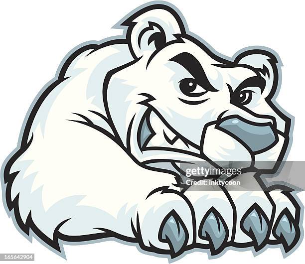 polar bear claw-maskottchen - eisbär illustrationen stock-grafiken, -clipart, -cartoons und -symbole