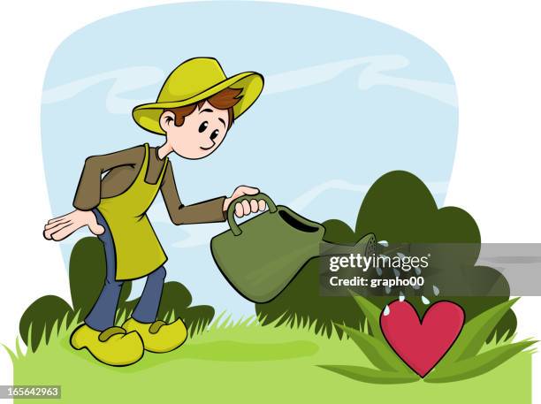 heart in garden. - gardening clogs stock illustrations