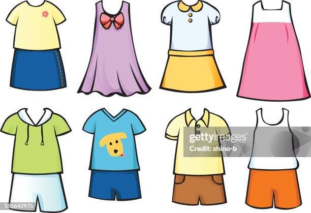 stockillustraties, clipart, cartoons en iconen met clothes for children - dress