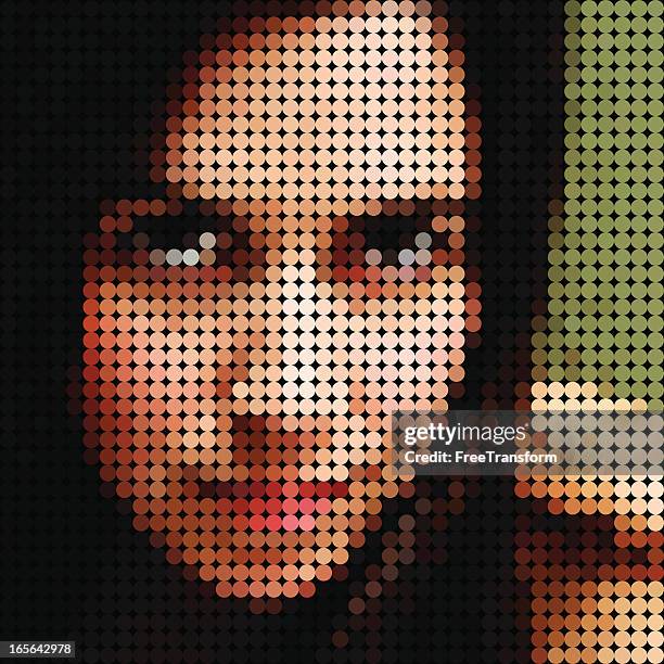 vector mosaic portrait - people mosaic human face stock illustrations