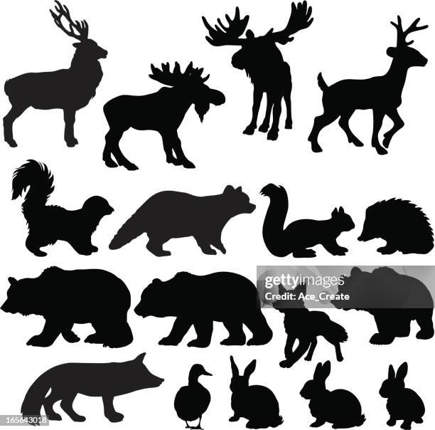 silhouettes of woodland animals - elk 幅插畫檔、美工圖案、卡通及圖標